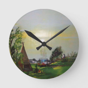 Native American the Island Walk Round Clock