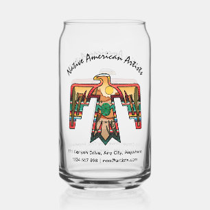 Native American Thunderbird Editable text Can Glass