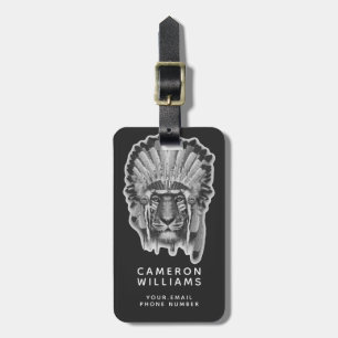 Native American Tiger Chief   Add Your Name Luggage Tag