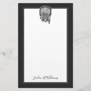 Native American Tiger Chief Add Your Name Stationery