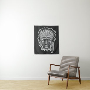 Native American Tiger Chief Tapestry
