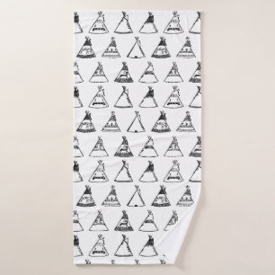 Native American Tipi Tents CUSTOM BG COLOR Bath Towel