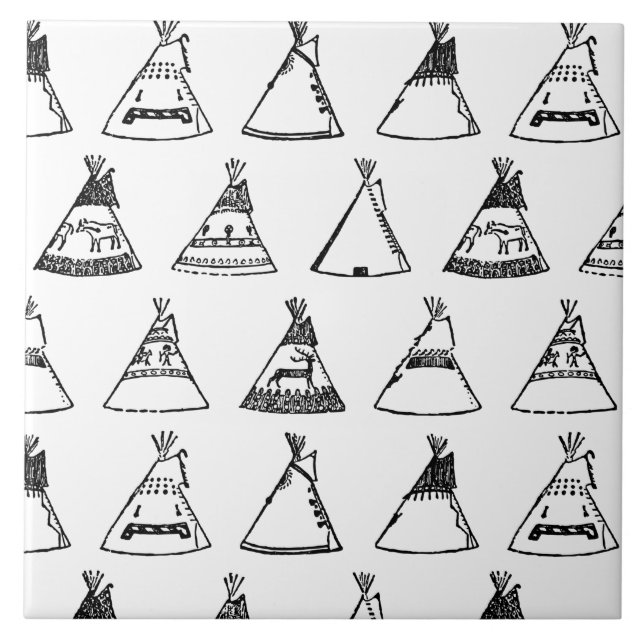 Native American Tipi Tents CUSTOM BG COLOR Tile (Front)
