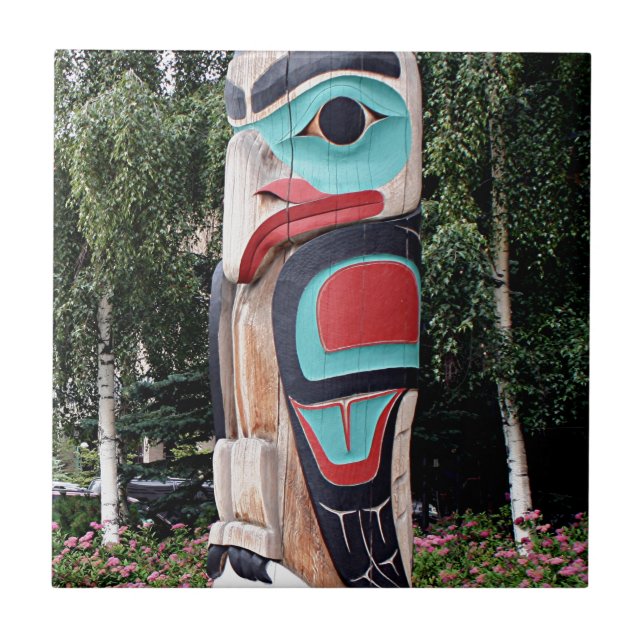 Native American Totem Pole,  Anchorage, Alaska Tile (Front)