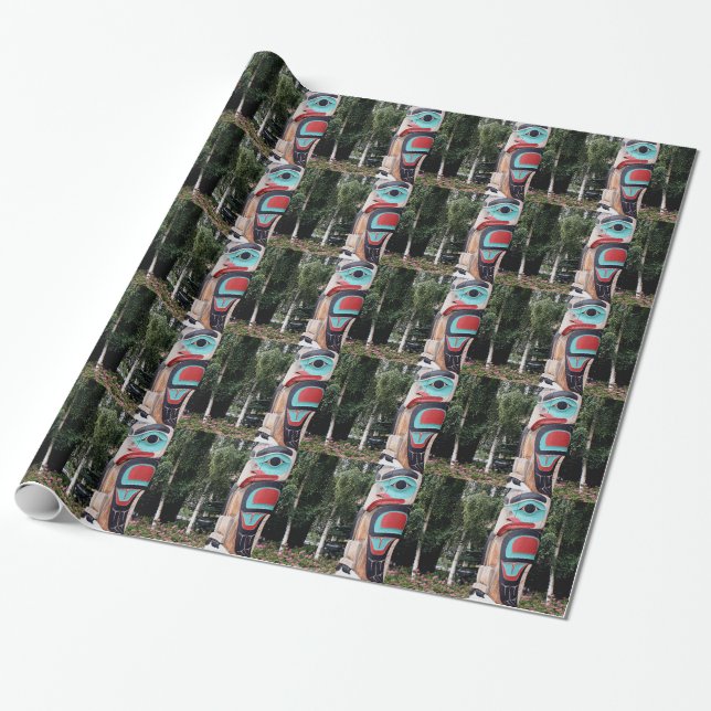 Native American Totem Pole,  Anchorage, Alaska Wrapping Paper (Unrolled)