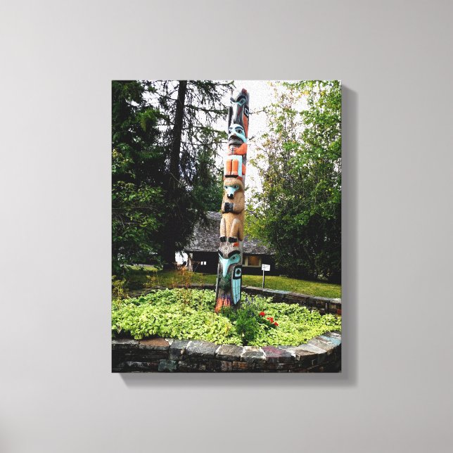 Native American Totem Poll Glacier Park Montana Canvas Print (Front)