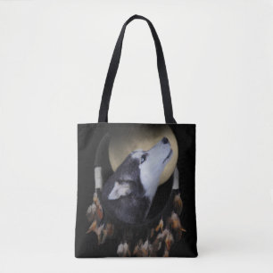Native American Totem the Dog Dreamcatcher Tote