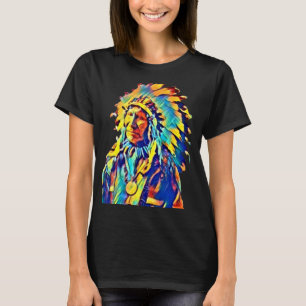 Native American Tribal Chief Red Cloud Colourful T-Shirt
