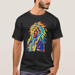 Native American Tribal Chief Red Cloud Colourful T-Shirt