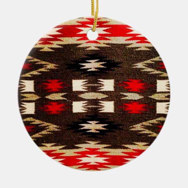Native American Tribal Design Print Ceramic Ornament (Front)
