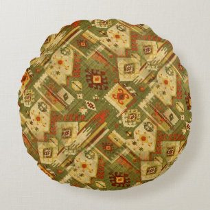Native american tribal fabric I + your ideas Round Pillow