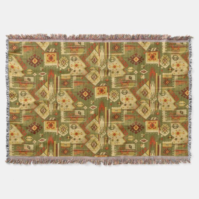 Native american tribal fabric I + your ideas Throw Blanket (Front)