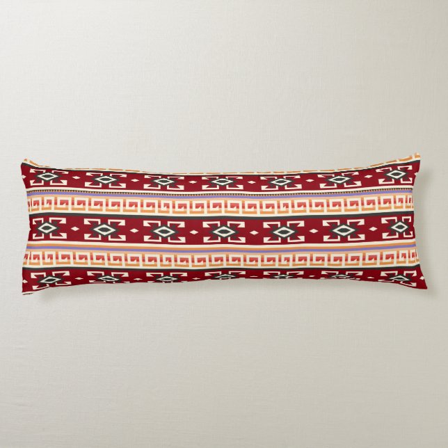 Native American Tribal Geometric Pattern Body Pillow (Back)
