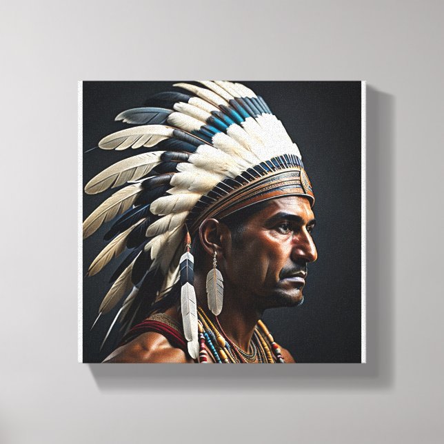 Native American Tribal Indian Chief Head Dress  Canvas Print (Front)
