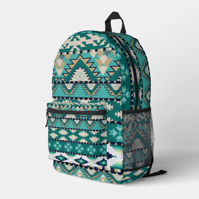 Native American Tribal Pattern Printed Backpack (Back Corner Right)