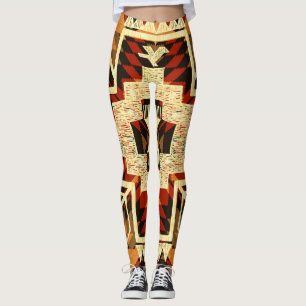 Native American, Vintage Hand-Drawn Abstract. Leggings