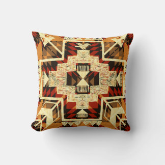 Native American, Vintage Hand-Drawn Abstract. Throw Pillow