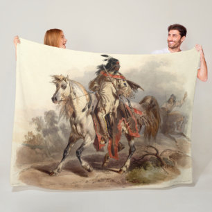 NATIVE AMERICAN WARRIOR FLEECE BLANKET