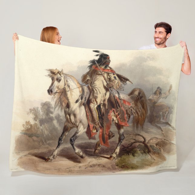 NATIVE AMERICAN WARRIOR FLEECE BLANKET (In Situ)