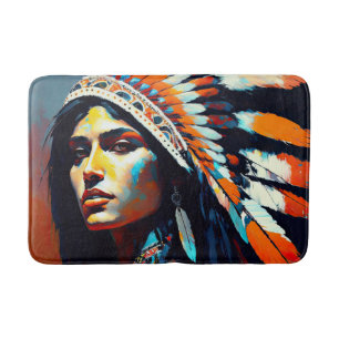 Native American Warrior Princess Bath Mat