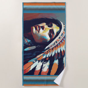 Native American Warrior Princess Beach Towel