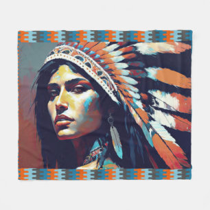 Native American Warrior Princess Fleece Blanket