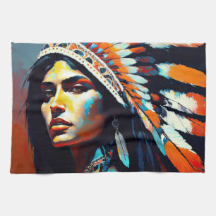 Native American Warrior Princess Kitchen Towel