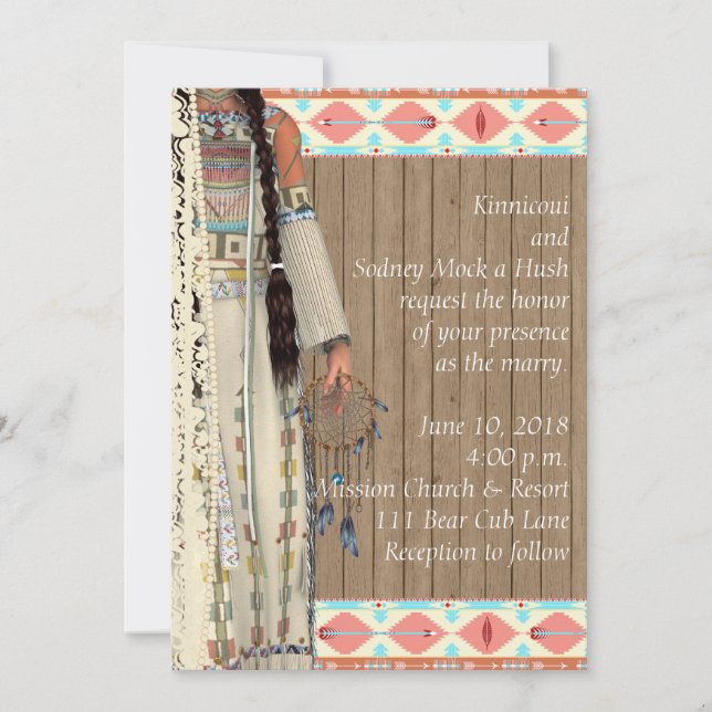 Native American Wedding Invitation with Bride (Front)