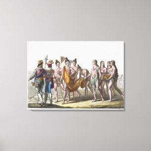 Native American Widows Approach their Chief for Pe Canvas Print