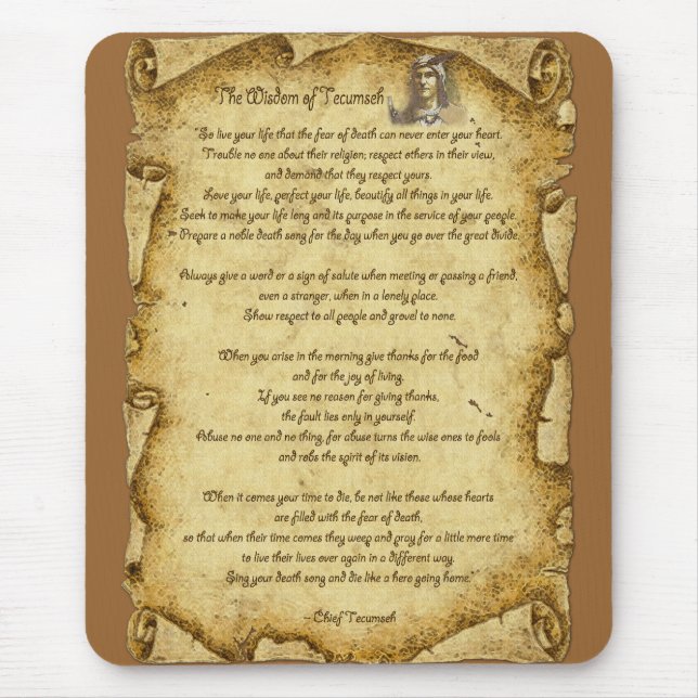 Native American Wisdom of Chief Tecumseh Mouse Pad (Front)