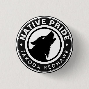 Native American Wolf Logo Personalized Name 1 Inch Round Button