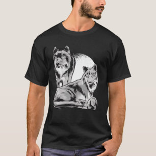 Native American Wolf Mother Father And Baby Wolf F T-Shirt