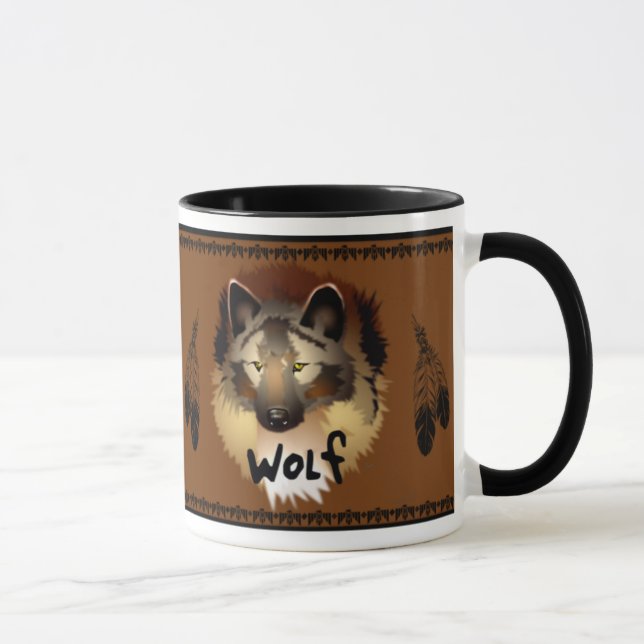 Native American Wolf Mug (Right)