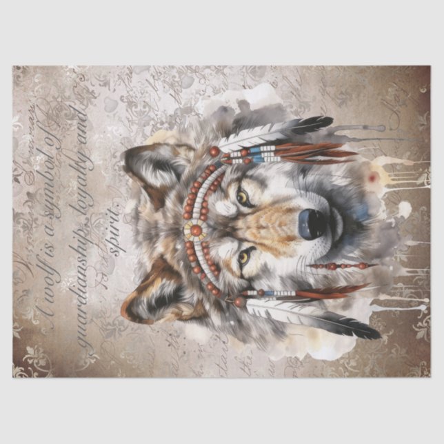 Native American Wolf Tissue Paper (Front)