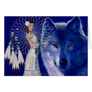 Native American Woman & Blue Wolf Design Updated