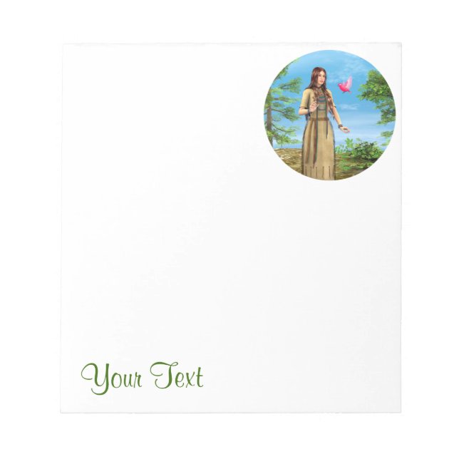 Native American Woman Forest Bird Art Notepad (Front)