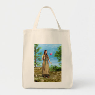 Native American Woman Forest Bird Art Tote Bag