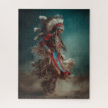 Native American Woman Jigsaw Puzzle<br><div class="desc">Enjoy a bold and meaningful puzzle experience with this Native American dancer puzzle. Featuring a striking woman in traditional regalia captured in a dramatic and expressive pose, this design brings movement, strength, and cultural-inspired beauty to every piece. Rich red and turquoise tones, flowing textures, and a strong southwestern aesthetic make...</div>