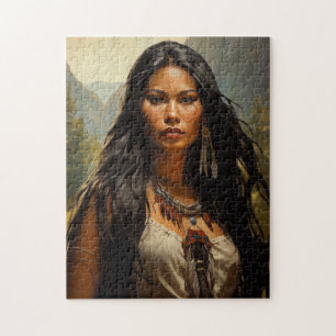 Native American Woman Portrait Jigsaw Puzzle