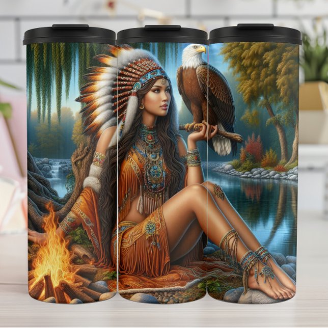 Native American Woman Sunset, Eagle's Perch Thermal Tumbler (Creator Uploaded)