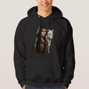 Native American Women Wolf Lovers Indigenous Ameri Hoodie