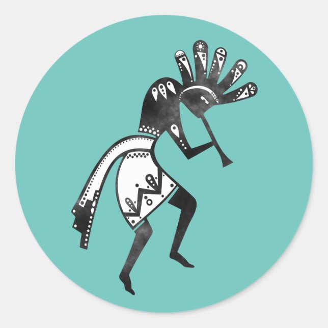 Native Americans Culture - Dancing Kokopelli 1 Classic Round Sticker (Front)