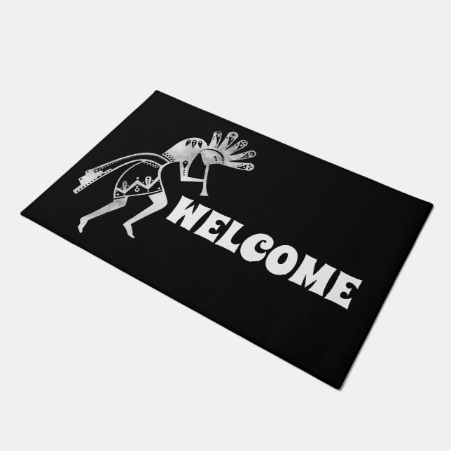 Native Americans Culture - Dancing Kokopelli 2 Doormat (Angled)