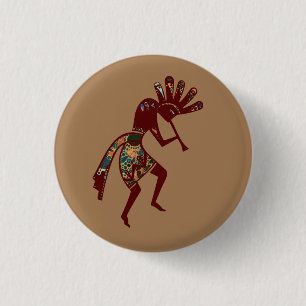 Native Americans Culture - Dancing Kokopelli 3 1 Inch Round Button