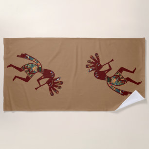Native Americans Culture - Dancing Kokopelli 3 Beach Towel