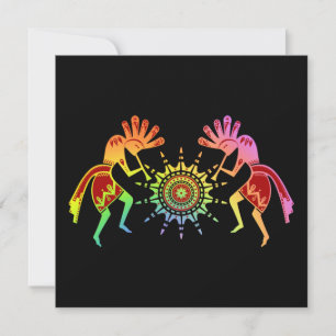 Native Americans Culture - Sun Dancing Kokopelli 4 Card