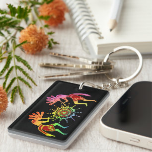 Native Americans Culture - Sun Dancing Kokopelli 4 Keychain