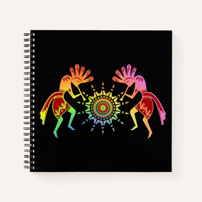 Native Americans Culture - Sun Dancing Kokopelli 4 Notebook (Front)