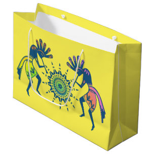 Native Americans Culture - Sun Dancing Kokopelli 5 Large Gift Bag