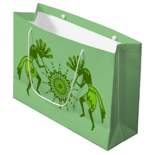 Native Americans Culture - Sun Dancing Kokopelli 7 Large Gift Bag